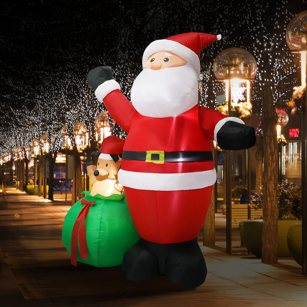 Santaco Christmas Inflatable Outdoor Santa Claus Elk 2.2M Xmas Decoration Light-1950769999102742534