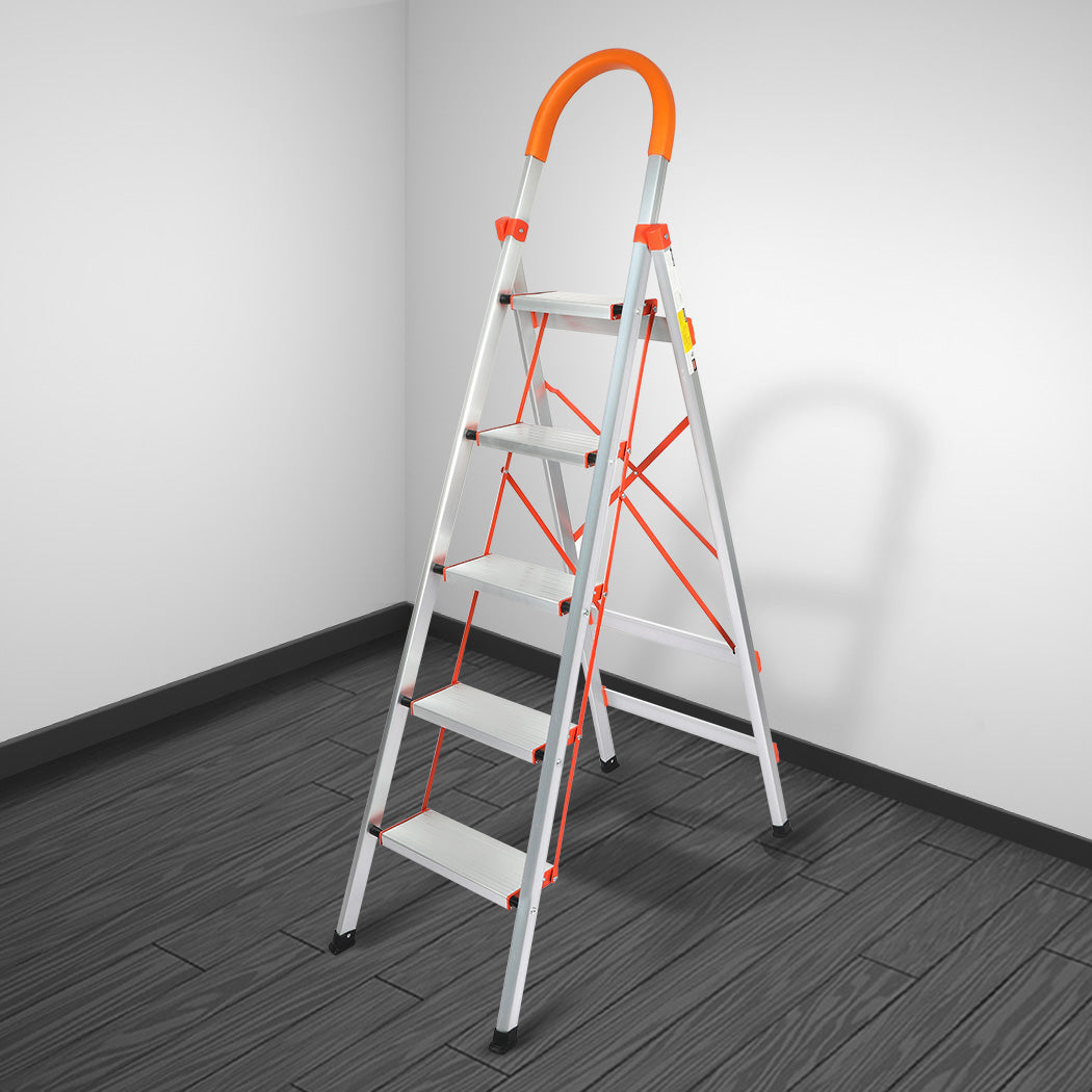 Traderight 5 Step Ladder Folding Aluminium-1886651043337605126