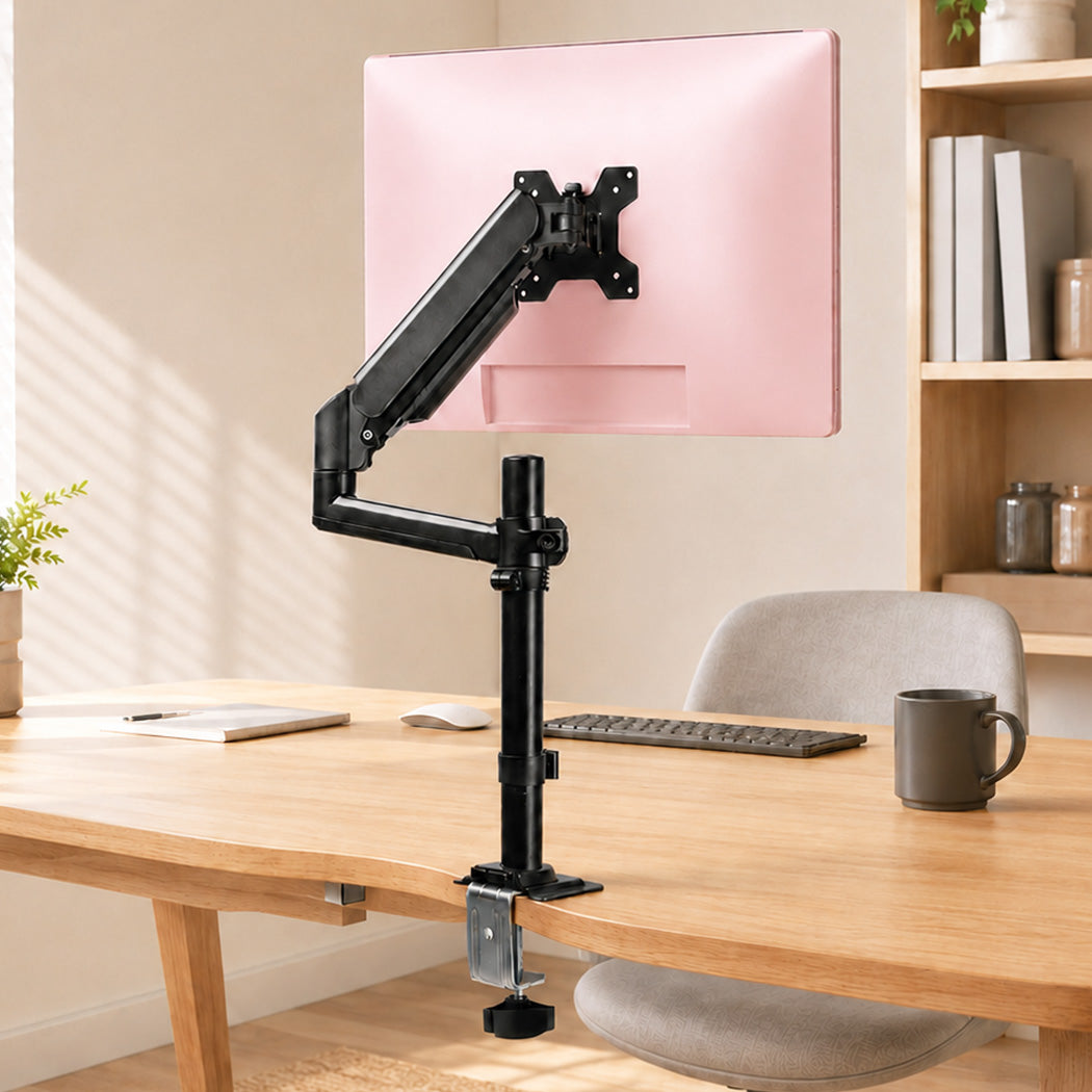 Levede Single Monitor Arm Adjustable 2-Way Desk Mount Rotatable 13-32 inch Black-2100035032734371846