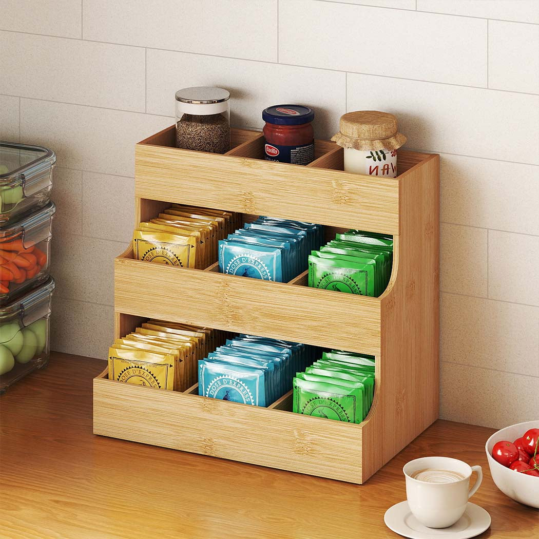 Toque Vertical Bamboo Tea Organizer Holds 180 Tea Bags-2006732763629228038