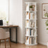 Levede Rotating Bookshelf 5 Tier Book Storage Space Saving Round Tower White-2109799589173989383