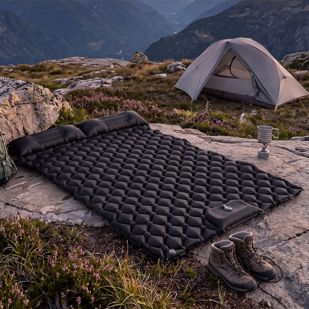DreamZ Camping Mattress Sleeping Pad Inflation 40D Nylon TPU Camping Black-2100034976325177350