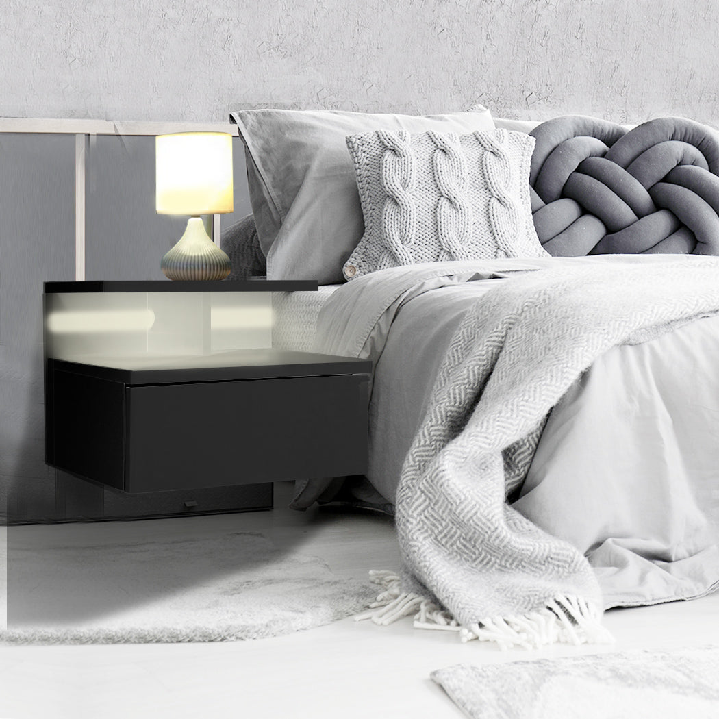 Levede 2x Bedside Tables Side Table Black-1864183566569705479
