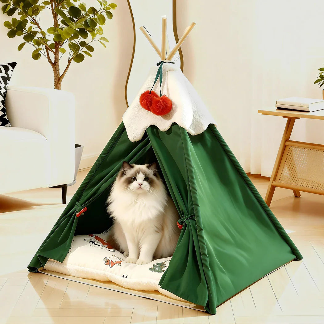 Pawz Pet Tent Dog Cat Tent Bed Washable Indoor Green-2050056804427239430