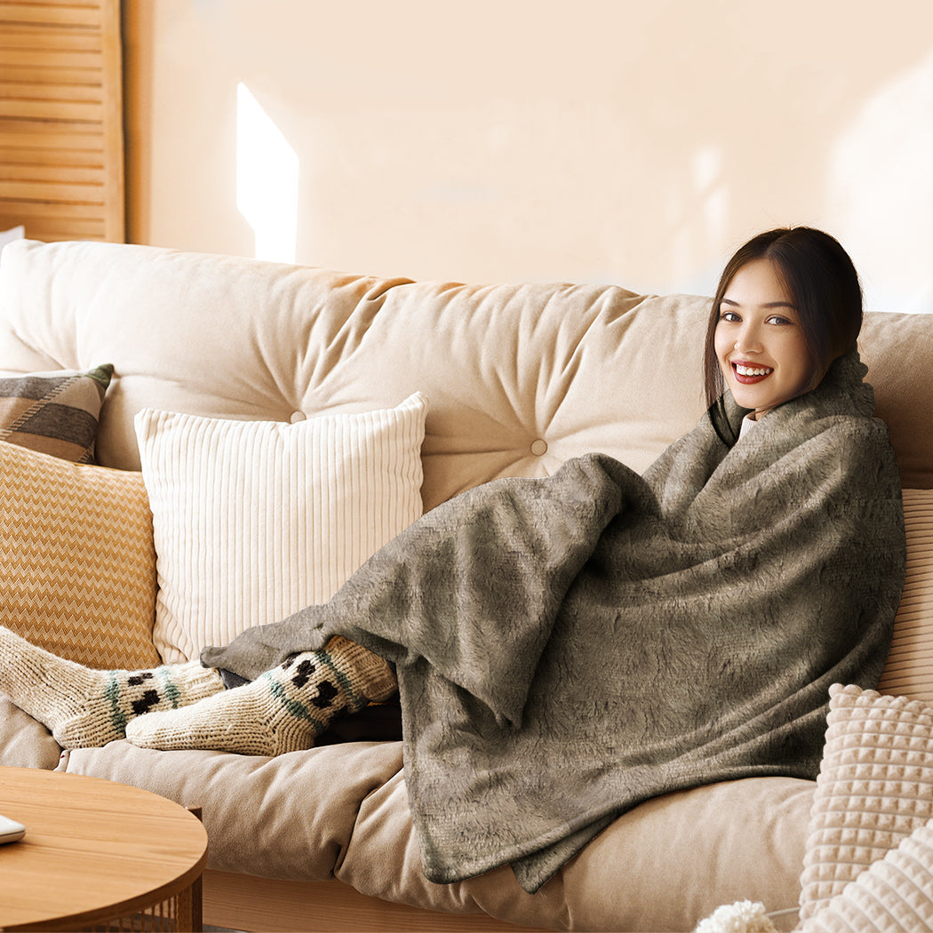 DreamZ Electric Throw Blanket Heated Timer Bedding Washable Warm Winter Plush BR-1864183543832383494