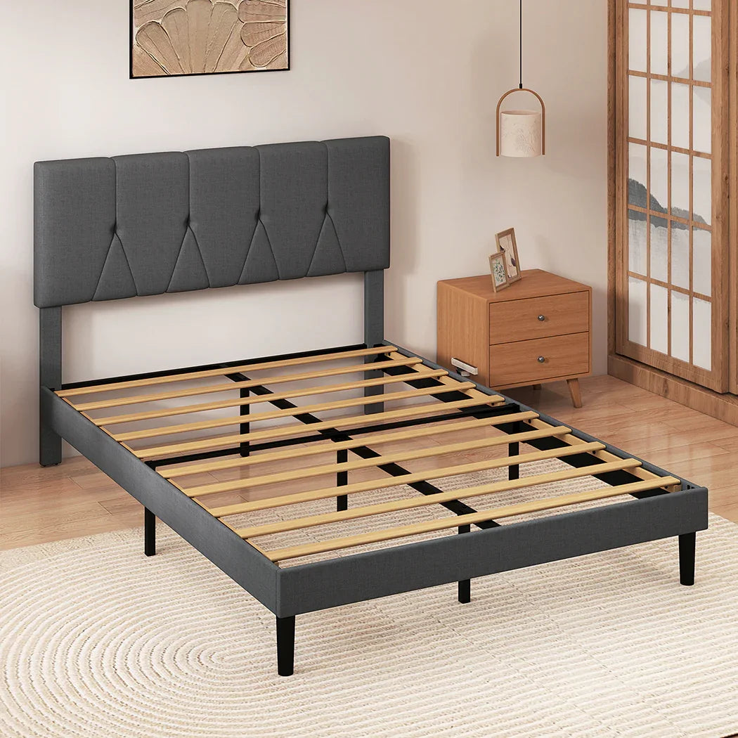 Levede Bed Frame Upholstered Platform Mattress Base Queen-2050056907854581766