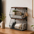 Toque Fruit Snack Storage Basket 2PCS Stackable Wall Mounted Kitchen Wood Lid-2072893579830890502
