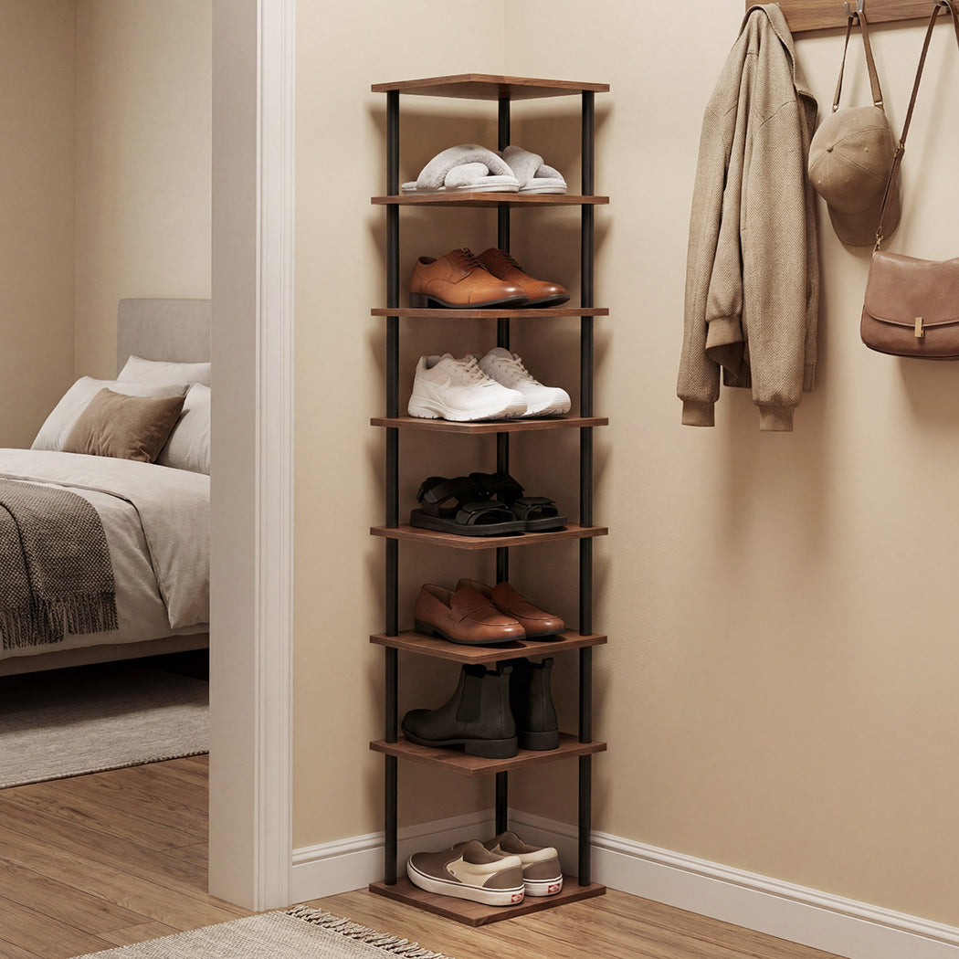 Levede Vertical Shoe Rack 8-Tier Space Saving Narrow Corner Organiser Storage-2050059010870218758