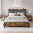 Levede King Bed Frame Industrial Tufted Soft Storage Headboard USB Charge-2100034936470900742
