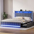 Queen Solid Bed Frame Headboard RGB LED Lights 4 Drawer USB Charge