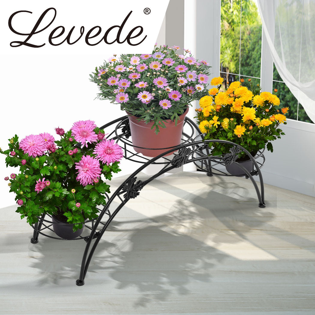 2X Plant Stand Outdoor Indoor Metal Black-1894516823869755398