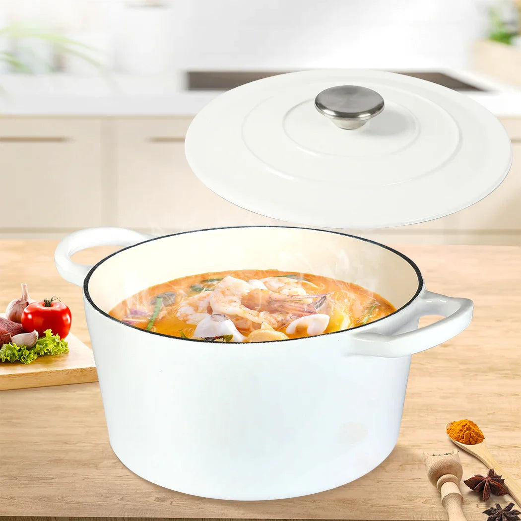 TOQUE 4L Enamel Dutch Oven Pot in White Colour-2018816786526507014
