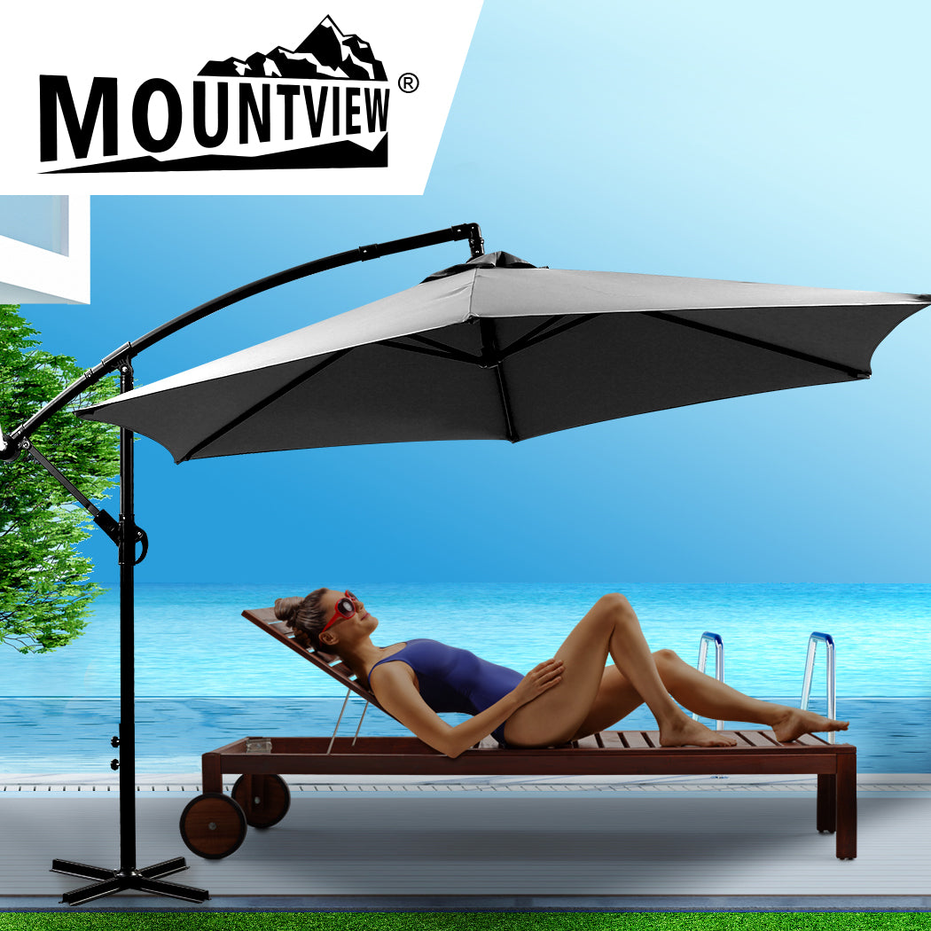 Mountview 3M Outdoor Umbrella Cantilever Grey Without Base-1864184442197774342