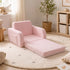 BoPeep Kids Sofa Fold Out Couch 3 In 1 Teddy Fleece Convertible Chair Pink-2109799595553525767
