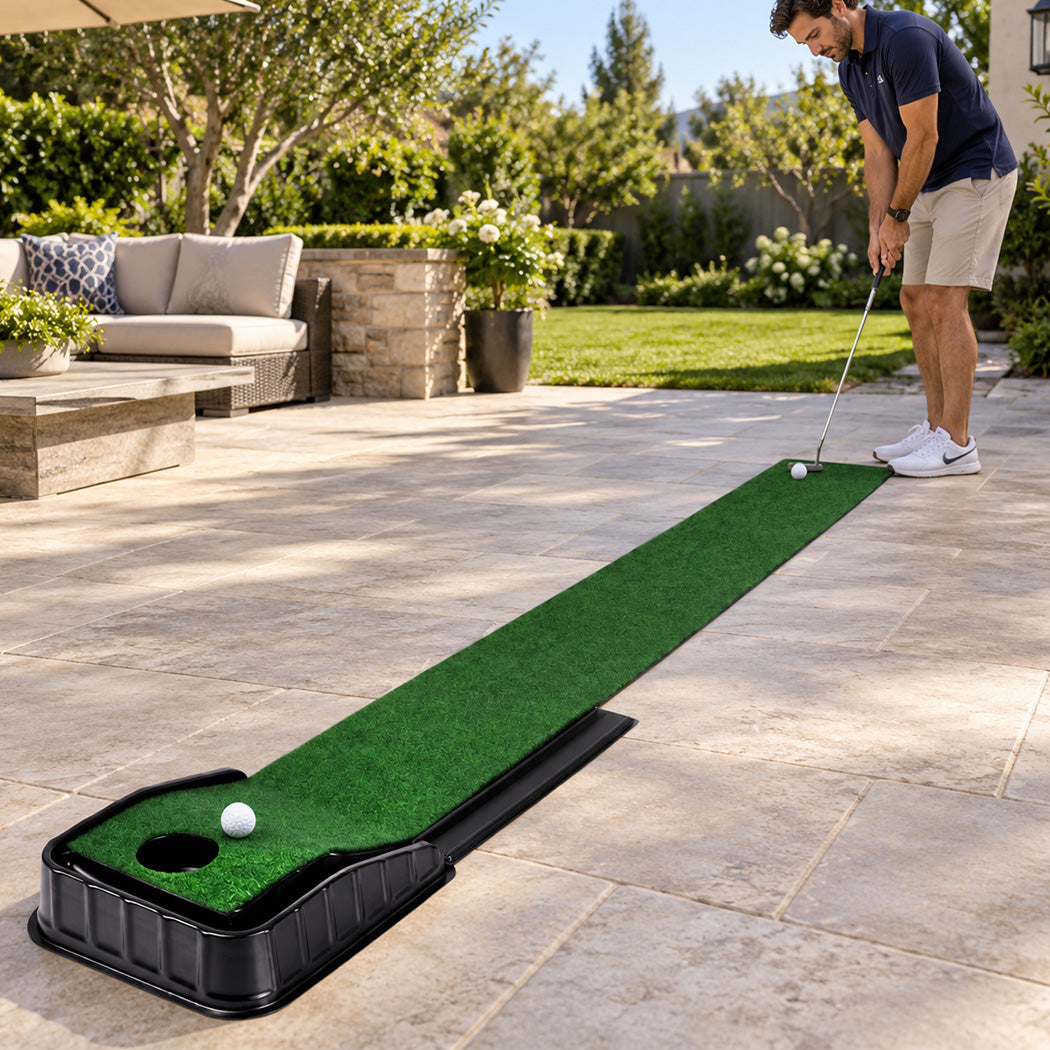 Centra Golf Putting Mat Auto Ball Return Path 220x33cm Indoor Outdoor Green-2109799593687060487