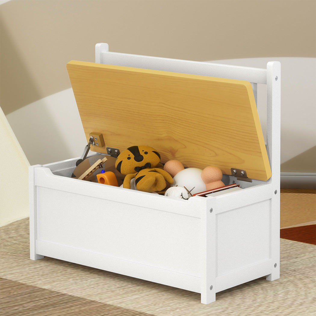 Levede 2-In-1 Kids Toys Storage Bench Box Wooden Chair-1937319824770338822