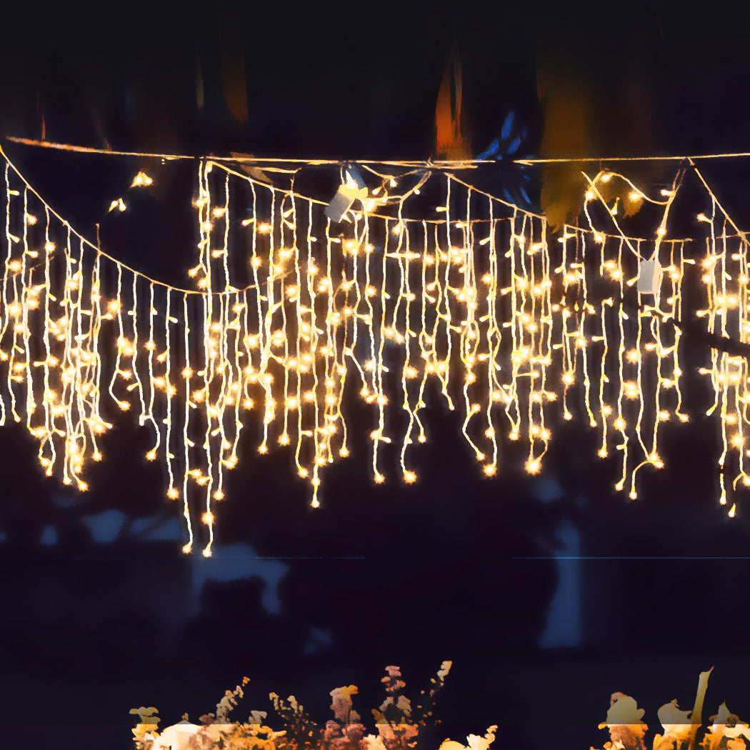 LED Curtain Fairy String Lights Wedding Warm White 300 LED-1864183294187409414
