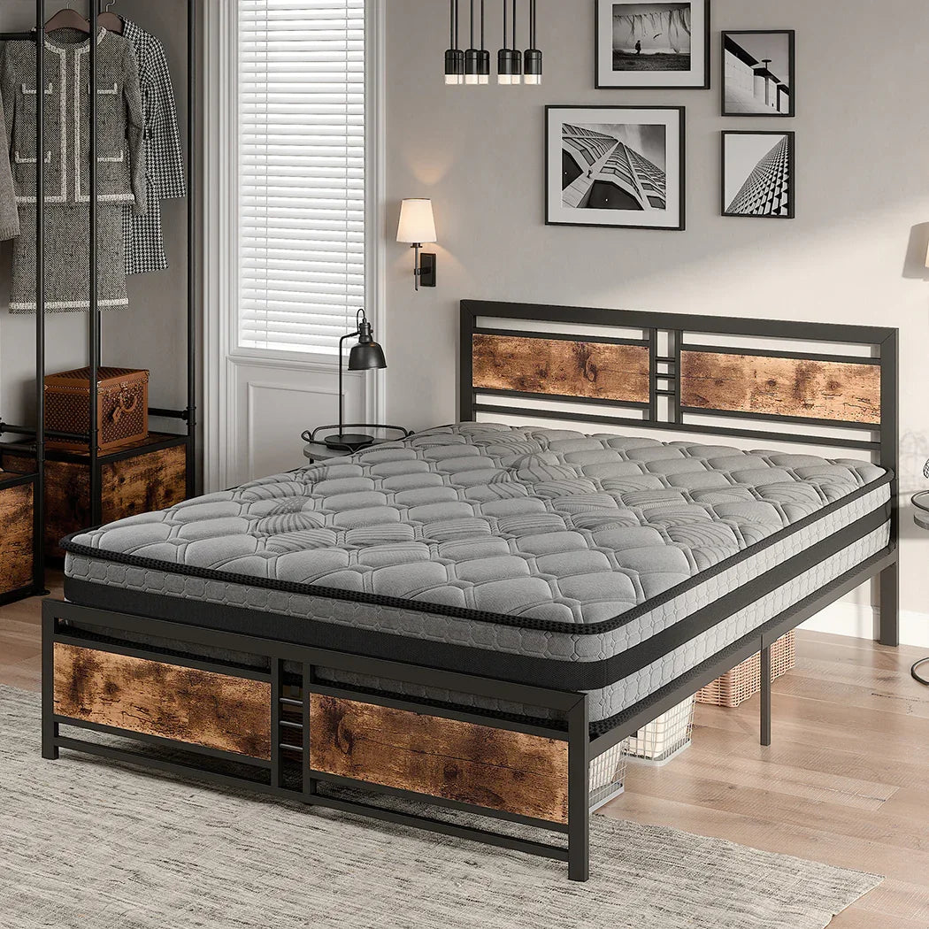 Metal Bed Frame Mattress Base Set Wood Queen-2006733227687022598