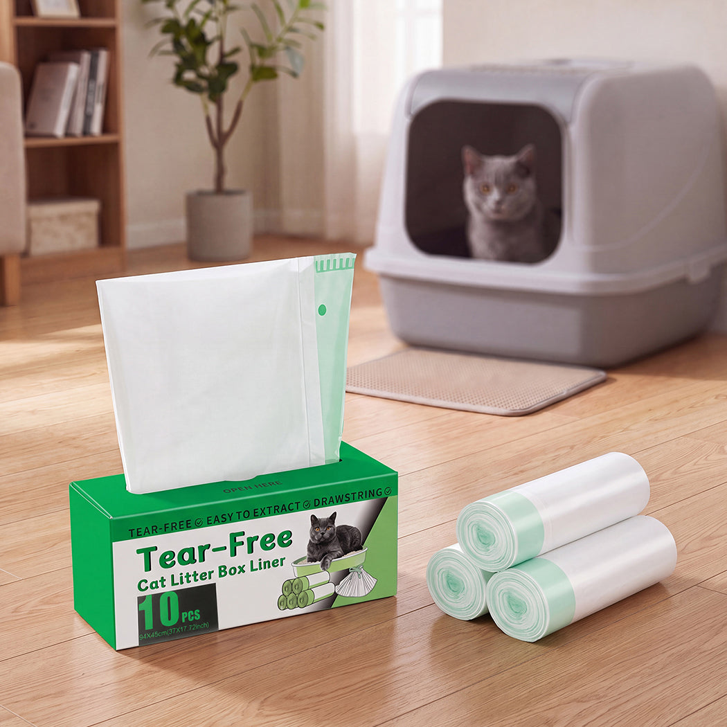 Pawz Cat Litter Bags 30 Pcs 94 x 45cm Drawstring 10kg HDPE White Green-2100034990661308422