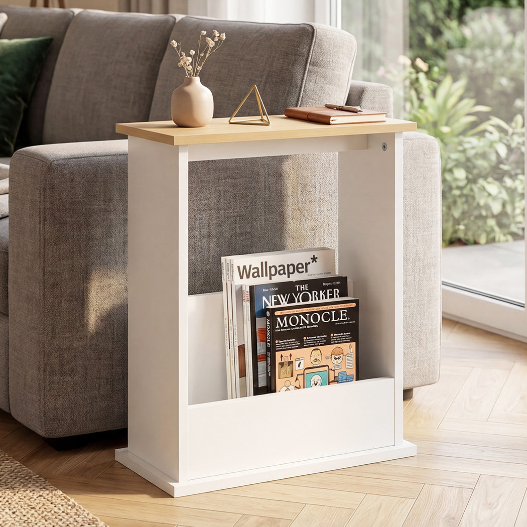 Levede Slim Side Table Magazine Rack Narrow Sofa End Table Storage Living Room-2061251865856839686