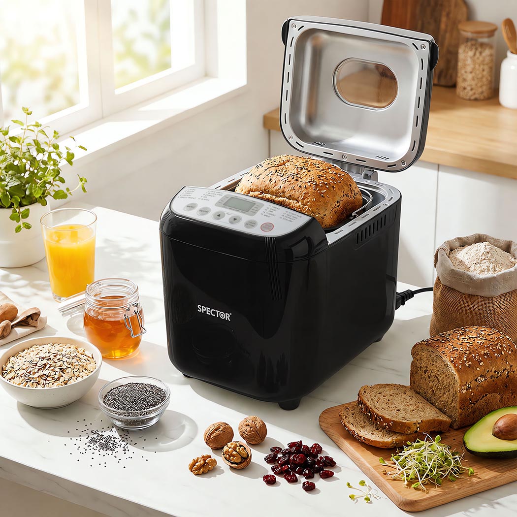 Spector 19-In-1 Automatic Bread Machine With Non Stick Pan For Home Baking Black-2109799588217688071