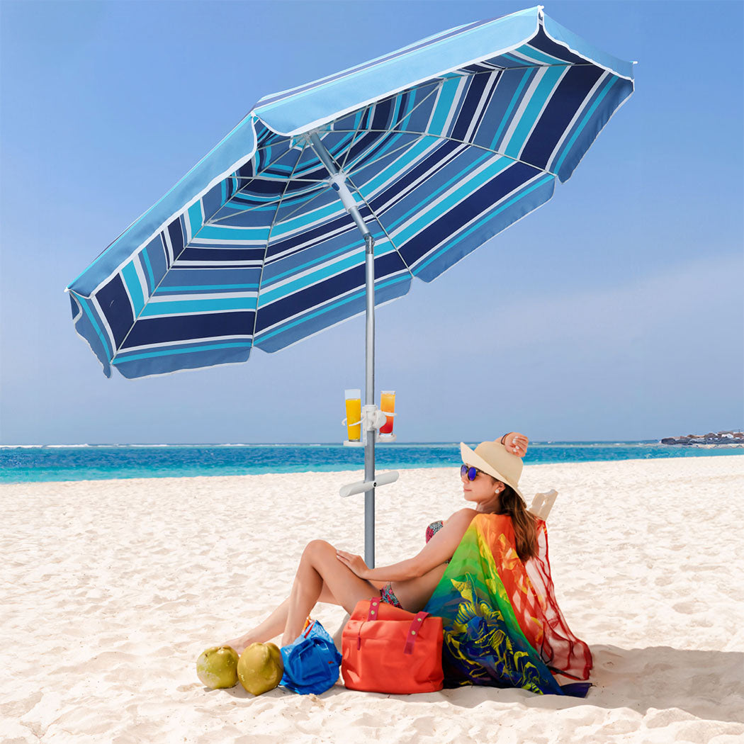 Mountview 2M Outdoor Beach Umbrellas Sand Blue