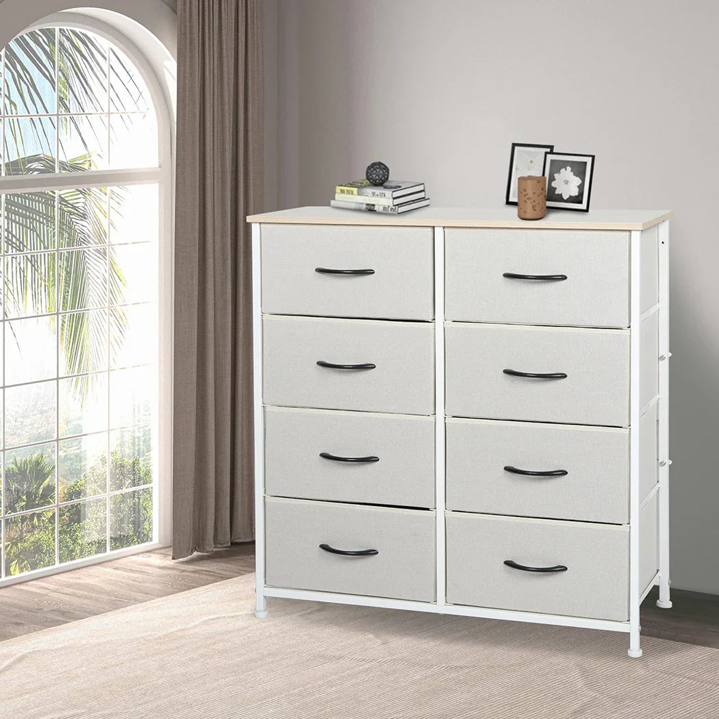 Levede Storage Cabinet Tower Chest Beige-2006733262323585031