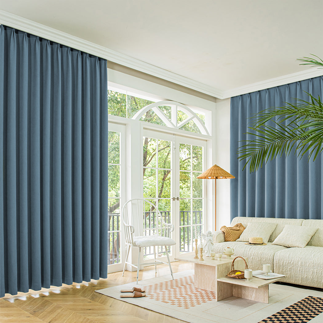 Marlow 2XBlockout Curtains Chenille 180x250 Blue CD1016-180x250-DG-2065254607109623814