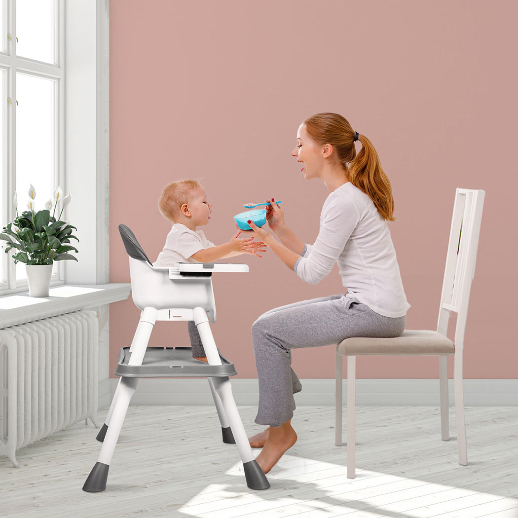 Baby High Chair 8-In-1 Removable Seat and Trays Eat Play Learn Table