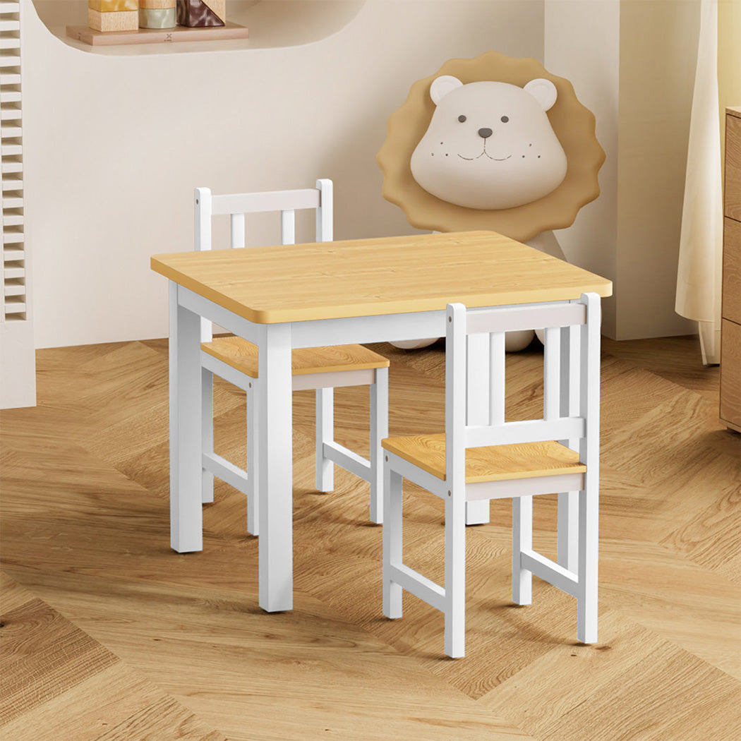 Bopeep Kids Table and Chairs Set Wooden 3PCS Study Play-2006732702165897222