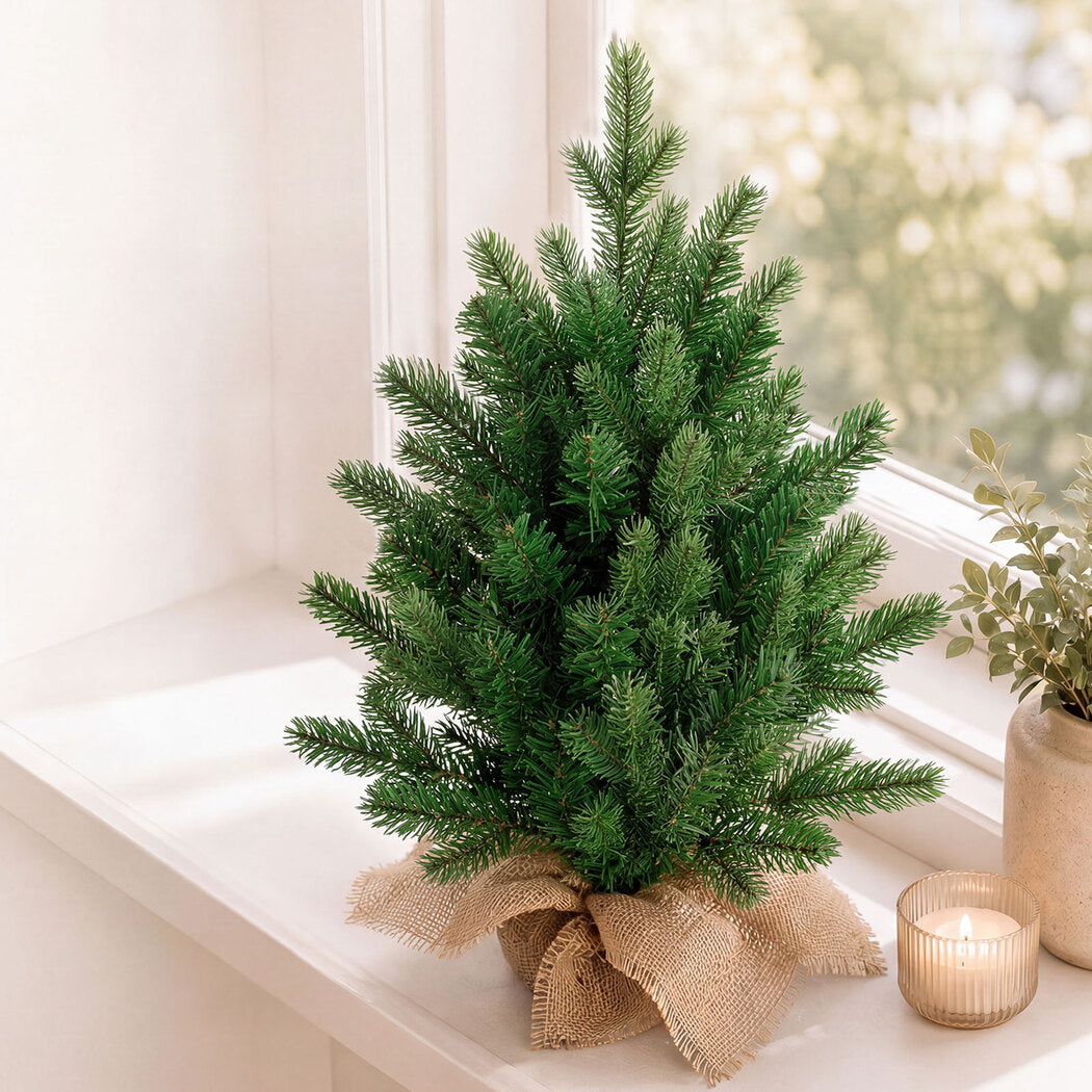 Santaco Christmas Tree 63cm Mini Xmas Tree 75 PVC Branches PVC Burlap Green-2100035037390049286