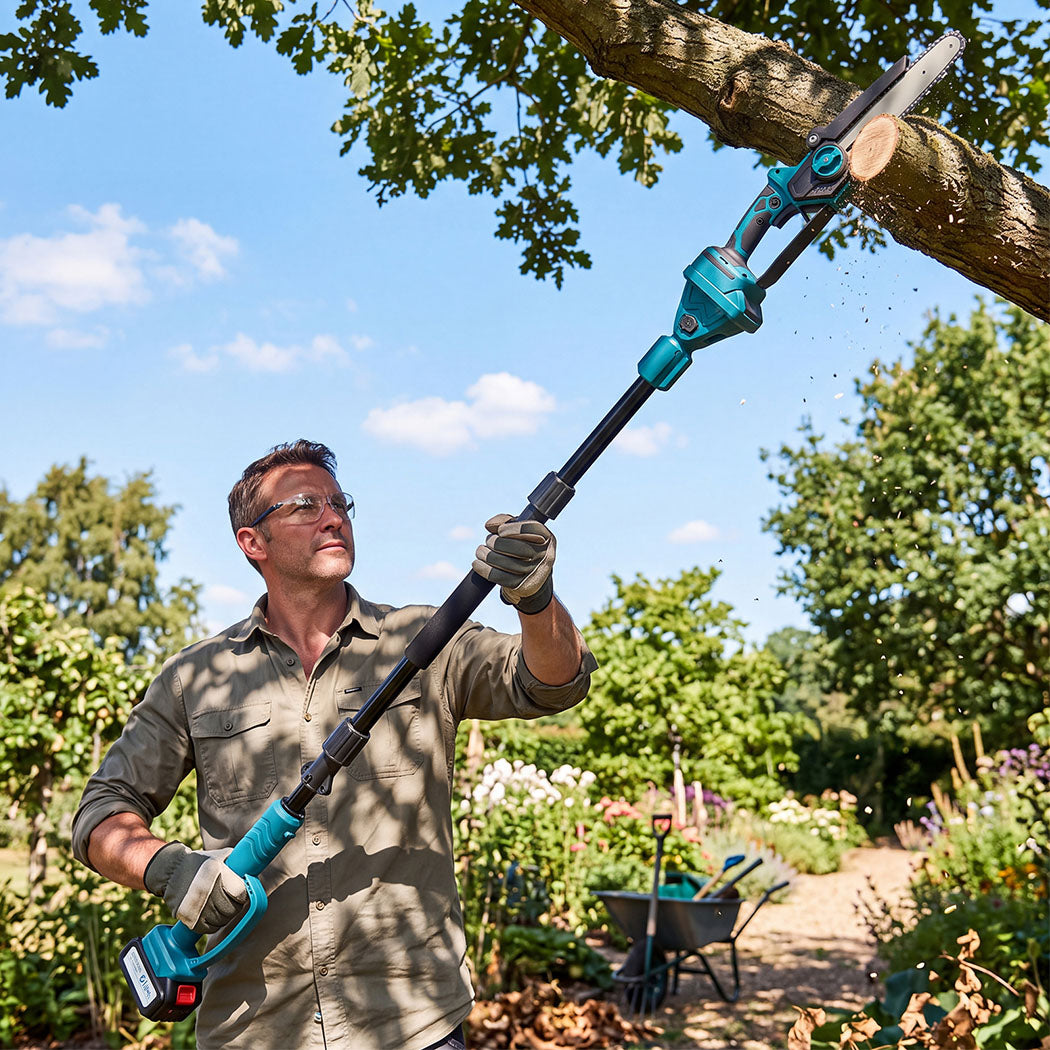 Traderight Mini Chainsaw Pole Saw Brushless 700W 2.49m Adjustable Head Blue-2109799594869854215