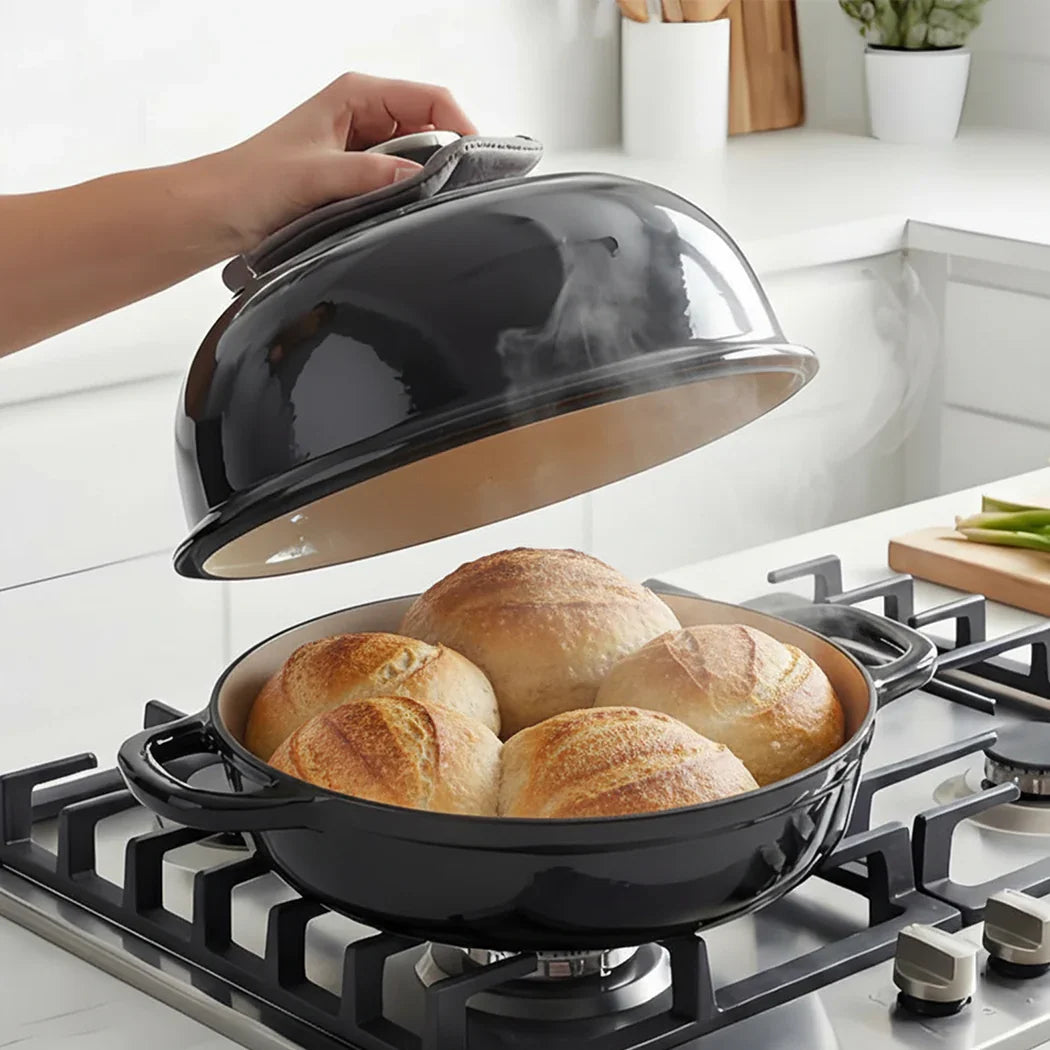 Toque Enamelled Cast Iron Dutch Oven Pot Sourdough Bread Baking Kitchen 24cm-2050056855639691270