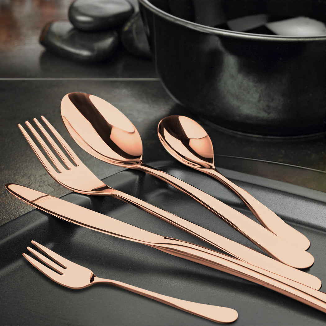 Stainless Steel Cutlery Set Glossy Knife Rose Gold-1864184347452641286