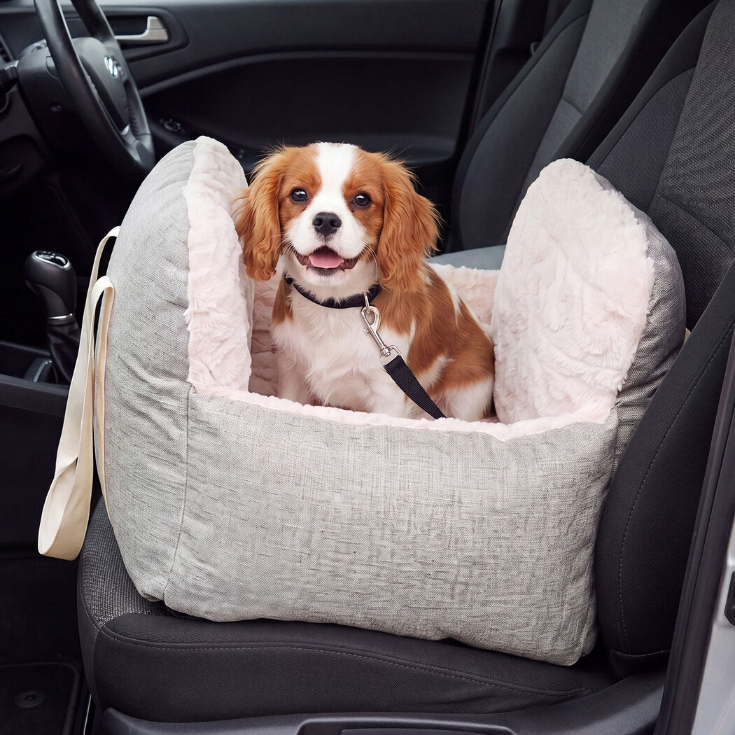 PaWz Dog Car Seat  Booster Car Seat With Safety Tether Linen-Look Beige-2100034988585127942