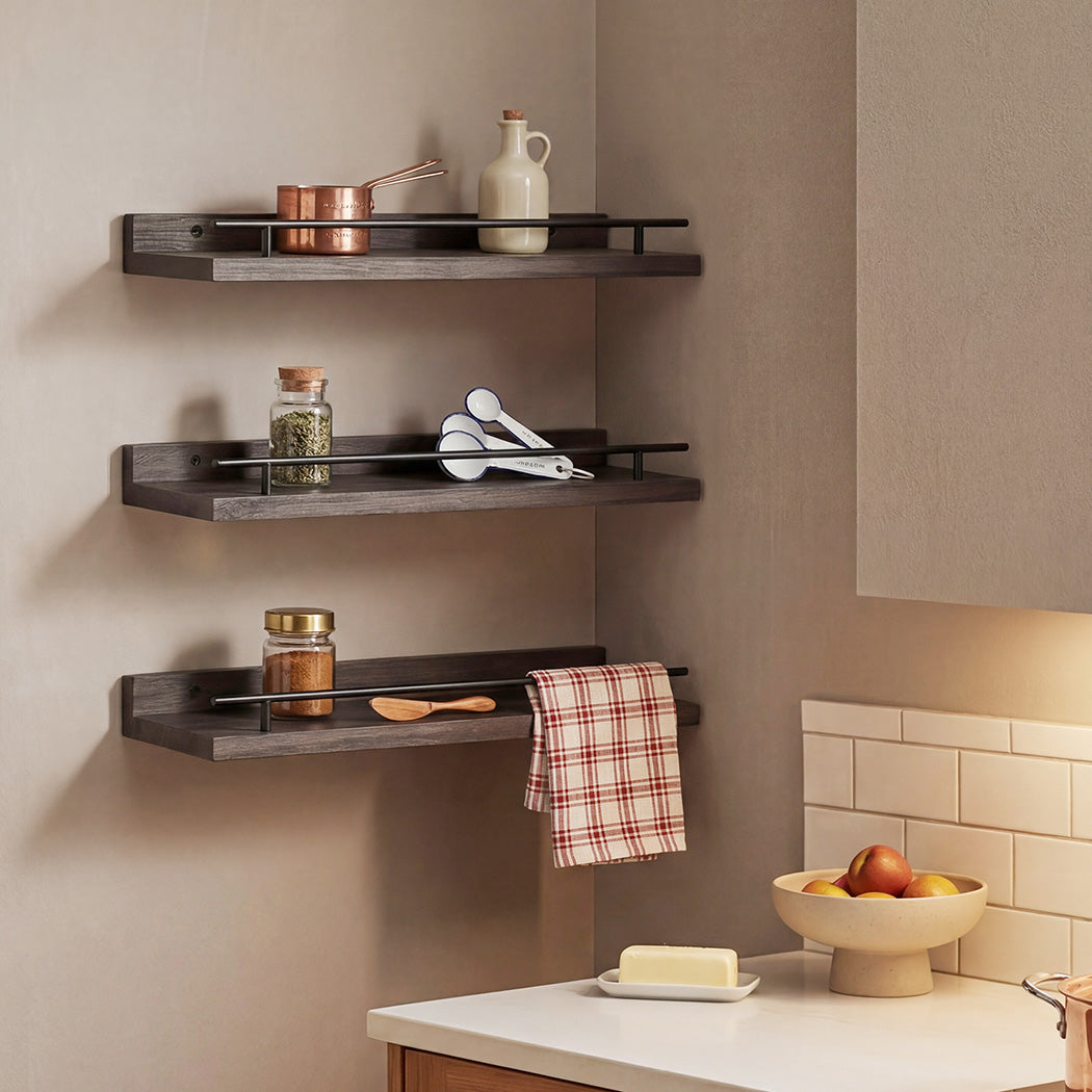 Levede Floating Wall Shelves  3 Pcs Wall Mounted Storage Display Rack Bedroom-2050059023952252934