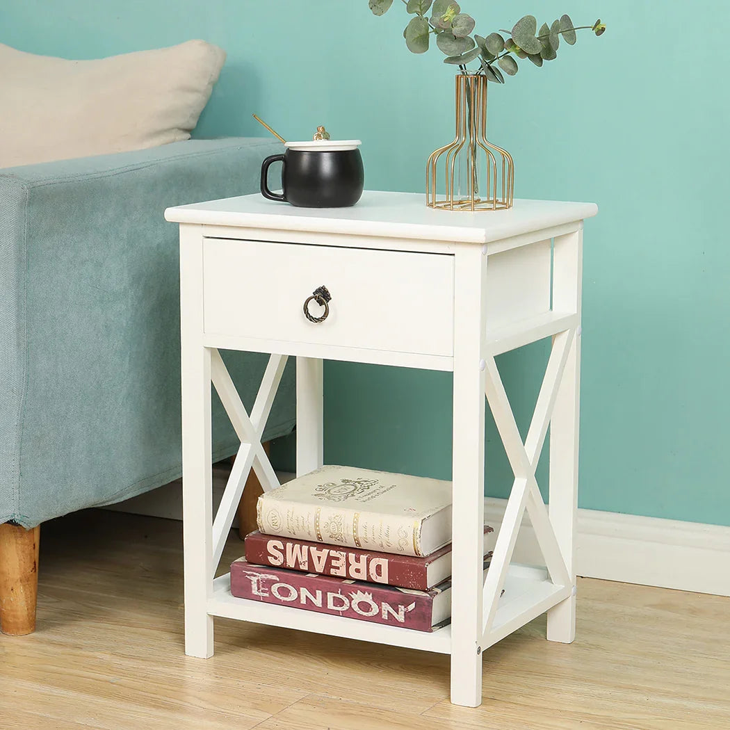 Levede 1x Bedside Tables Drawers Side-2006733144321036288