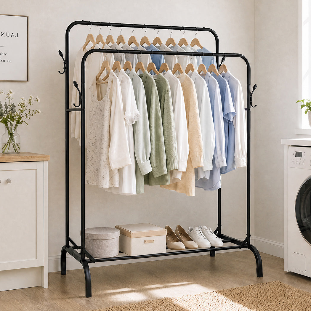 Levede Clothes Rack Heavy Duty Garment Rack Carbon Steel 95kg Black-2100034943404085254