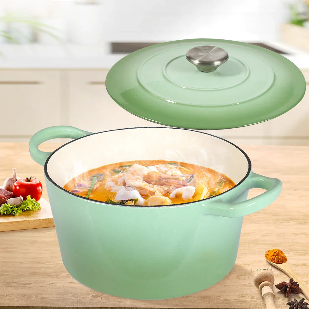 TOQUE 4L Enamel Dutch Oven Pot in Green Colour-2018816783506608134