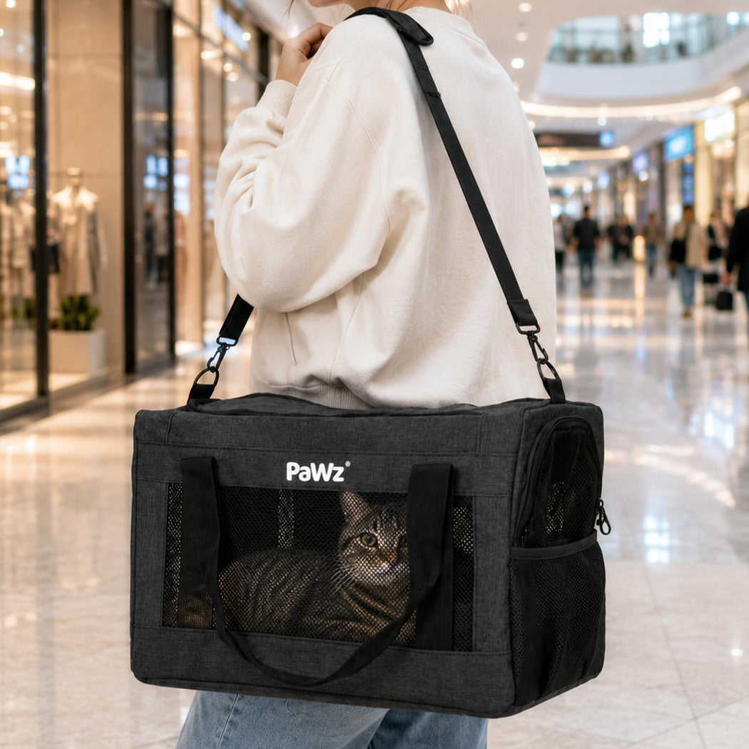 Pawz Cat Carrier Airline Under-Seat Pet Carrier 5mm Frame Black Oxford-2100034988018896902