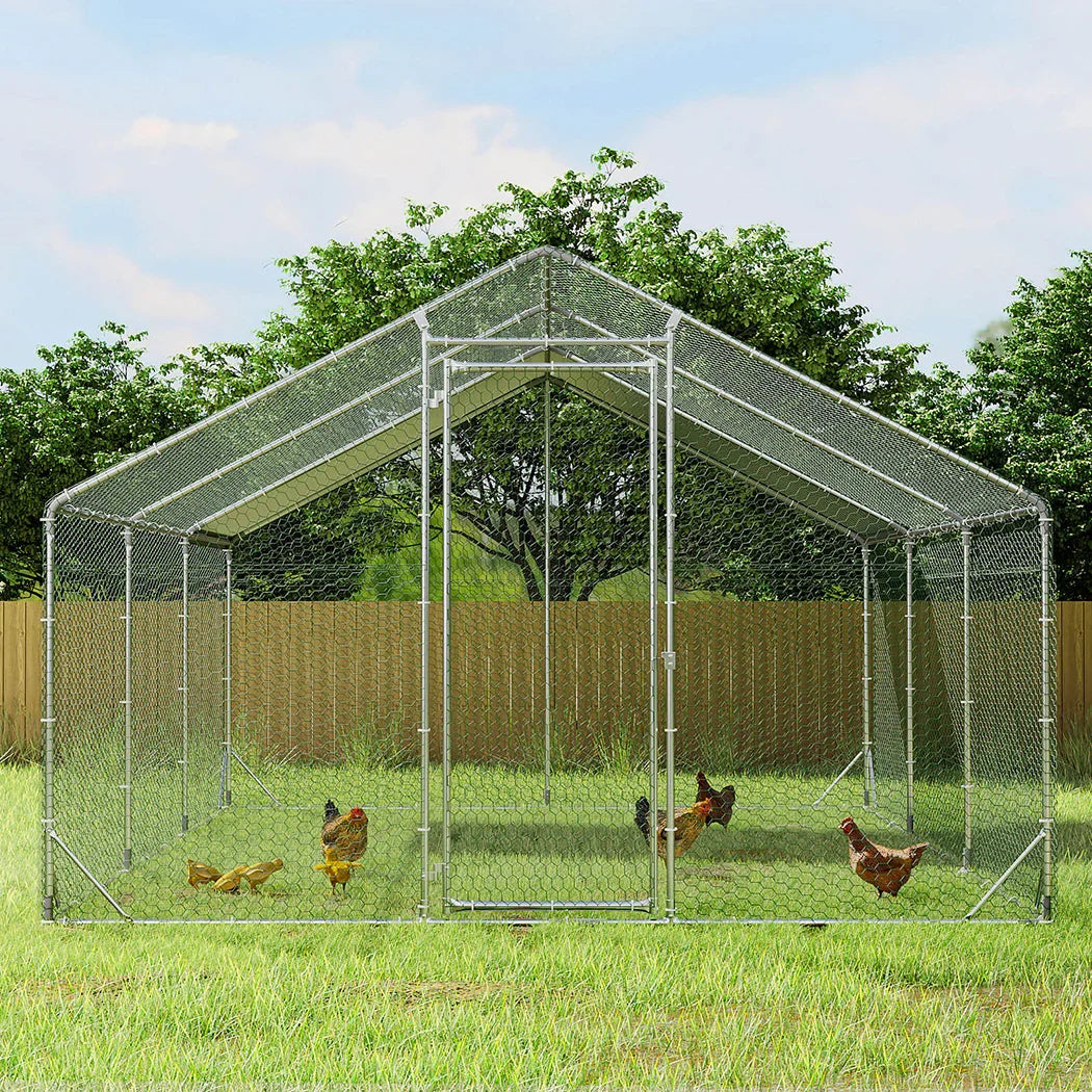 Pawz 600x300x194cm Large Metal Walk-in Chicken Coop Cage-2006732696268705798