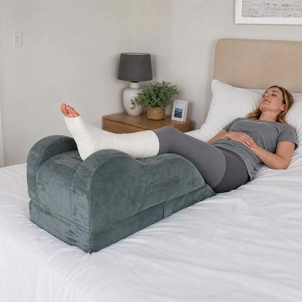 DreamZ Leg Elevation Pillow After Surgery Gel Memory Foam Single Leg Grey-2109799598153994247