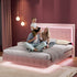 Levede King Floating Bed Frame LED Headboard USB Pink-2050056739193229318