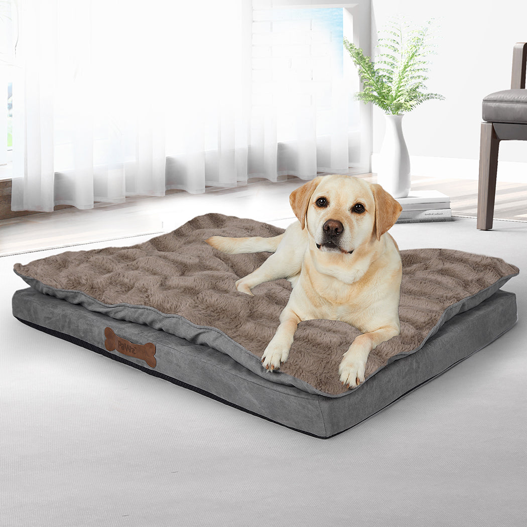 Dog Calming Bed Warm Soft Plush Comfy XL Khaki X-Large-1864184509289861126