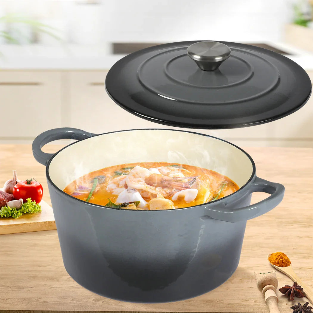 TOQUE 4L Enamel Dutch Oven Pot in Black Colour-2018816771812888582