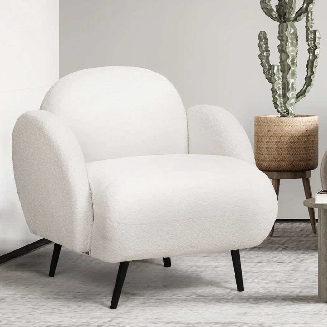 Levede Sofa Chair Fleece Upholstered Single White-2006732843727851526