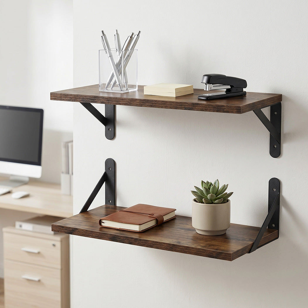 Levede Floating Shelves 2Pcs Deep Wall Mounted Rustic Storage Book Shelf Bedroom-2061251868004323334