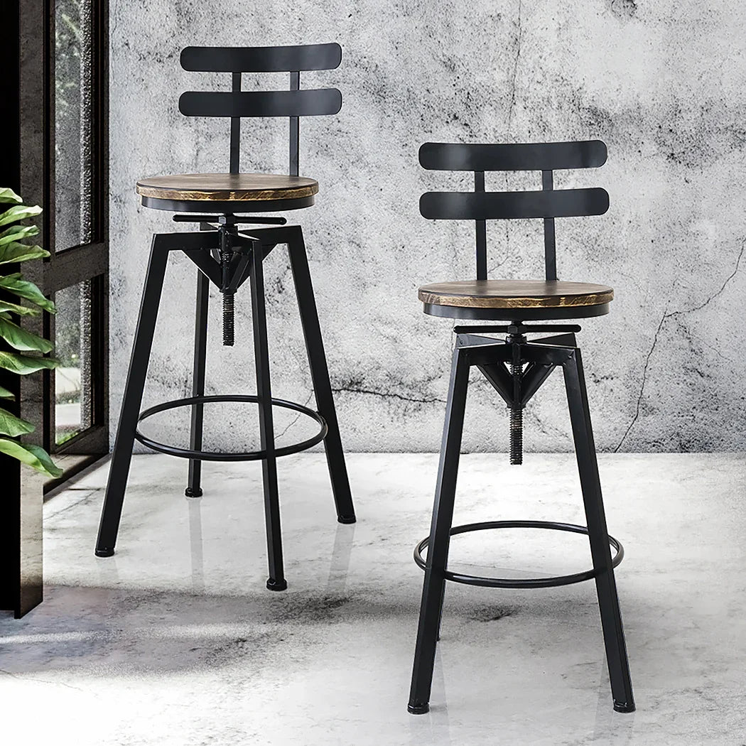Levede 1x Bar Stool Industrial Adjustable-2006733238923563014