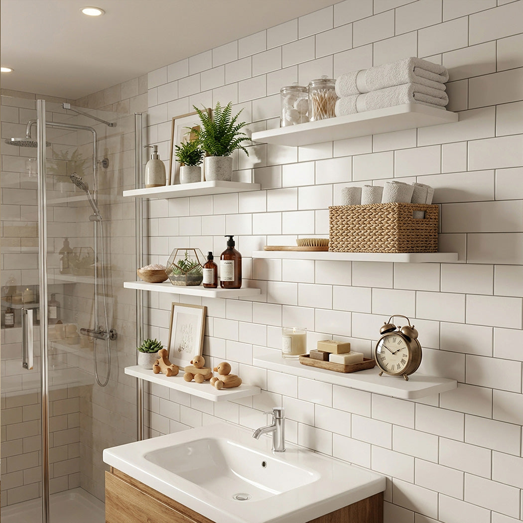 Levede Floating Shelves 6Pcs DIY Wall Mounted Storage Display Bookshelf White-2072893562130927622