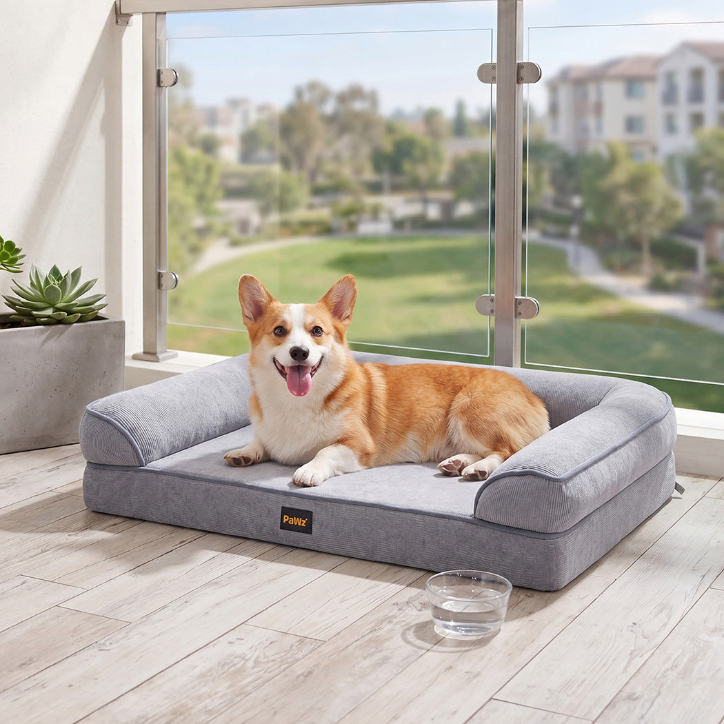 Pawz Cooling Orthopedic Dog Bed Waterproof Lining Washable Memory Foam Grey L-2072893573103226886